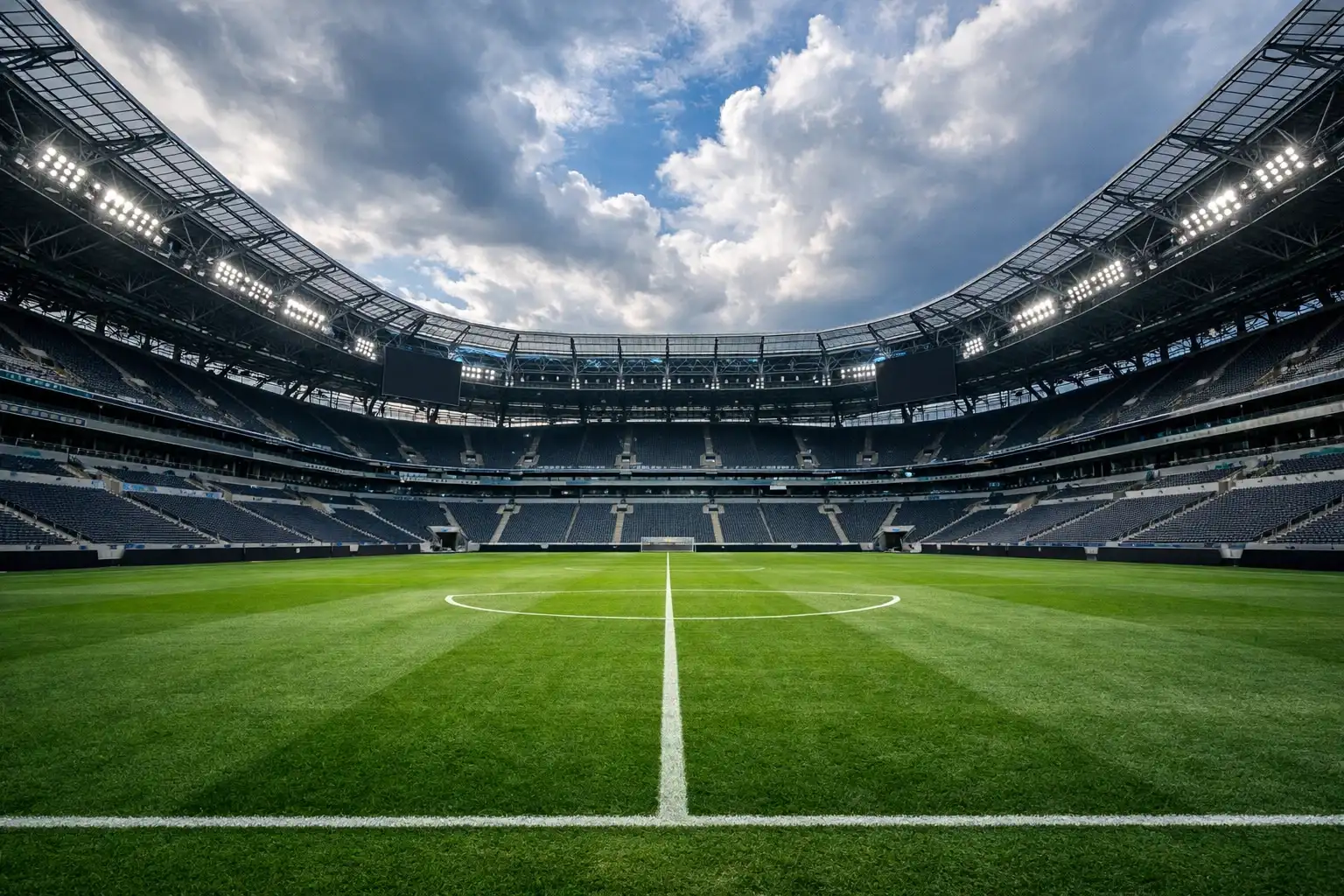 Großes Fußballstadion bereit für ein internationales Turnier