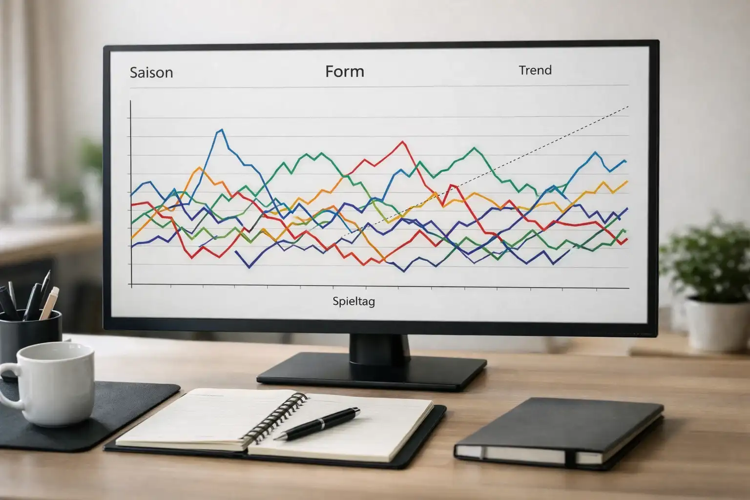 Statistiken und Diagramme zur Saisonanalyse auf dem Bildschirm