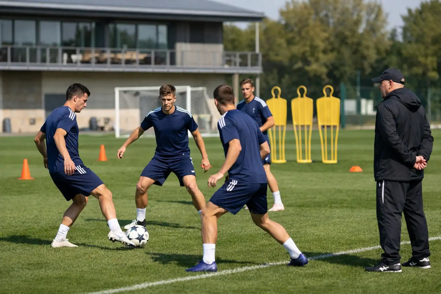 Fußball-Nationalmannschaft beim Training auf dem Rasen