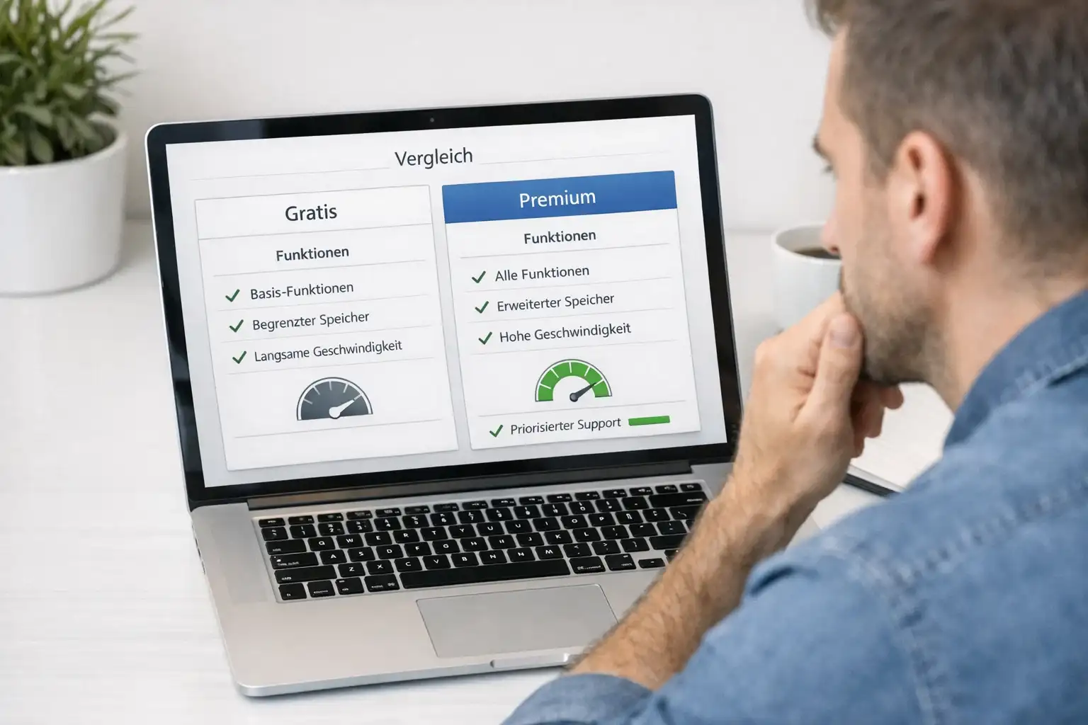 Vergleich verschiedener Analyse-Optionen auf dem Bildschirm