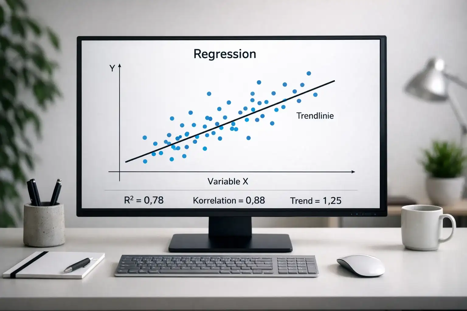 Diagramm einer Regressionsanalyse mit Datenpunkten