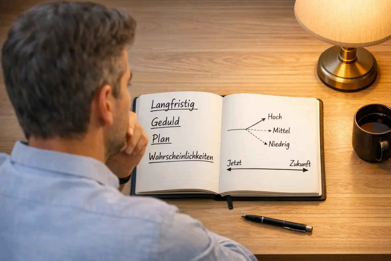 Person denkt über langfristige Strategie nach