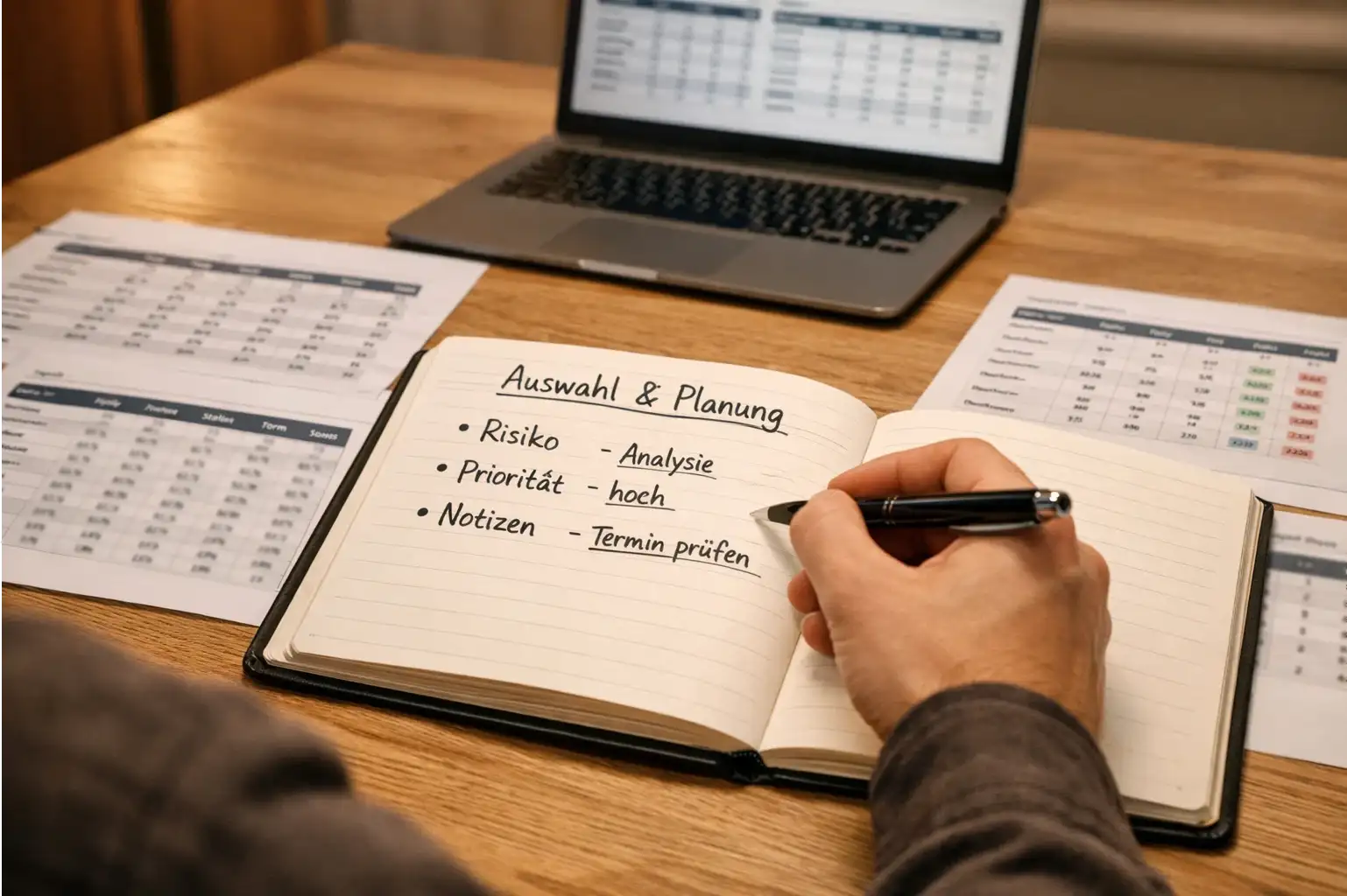 Person plant Wettschein mit Notizen und Statistiken